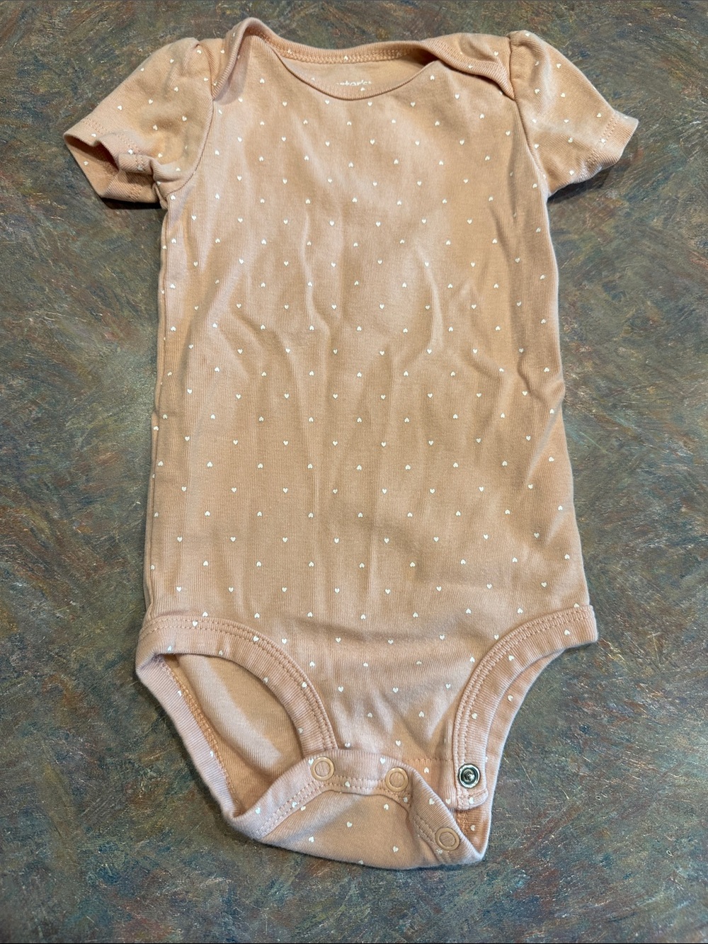🤑EU Carter's Peach Heart Print Short Sleeve Baby Onesie Bodysuit🤑